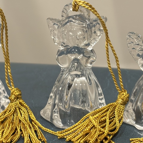 Vintage Gorham set of three crystal angel ornaments with gold tassels - Picture 5 of 12